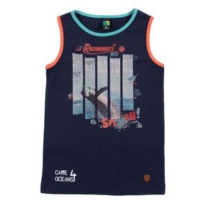 Nano Navy Tank Top with Ocean Print